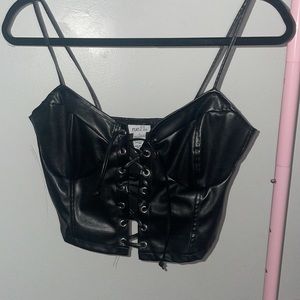 faux leather lace-up corset top